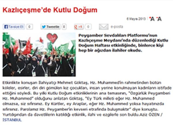 Hürriyet: Kazlıçeşme’de Kutlu Doğum