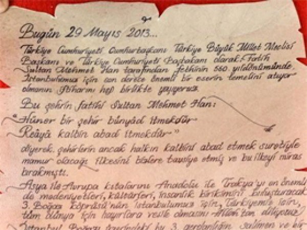 3. Köprünün Temeline Bırakılan Mektup