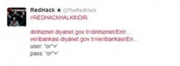 Redhack Diyanet'in Sitesini Hackledi