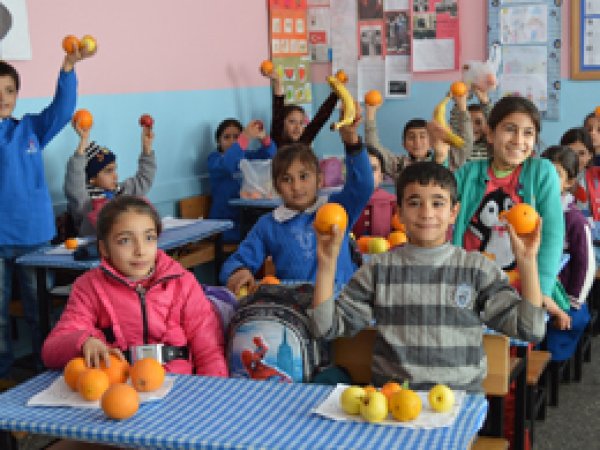 Öğrencilere meyve yeme alışkanlığı uygulaması