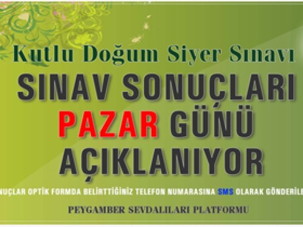 Siyer Sınavı sonuçları Pazar günü açıklanıyor