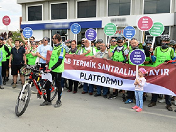 Bursa'da bisikletli termik protestosu