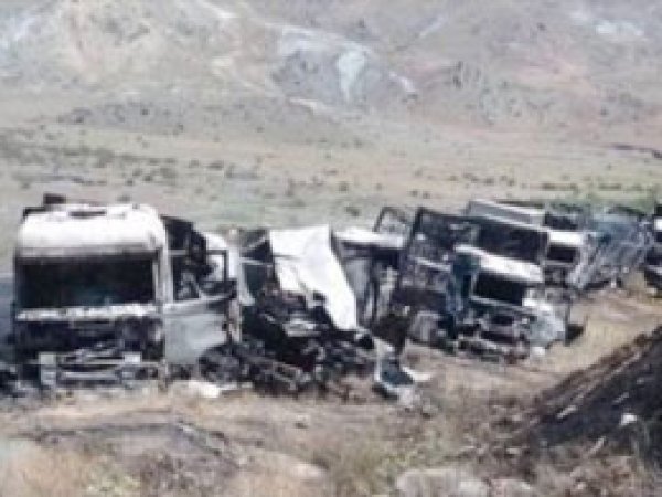 Bitlis'te PKK'liler 20 aracı ateşe verdi