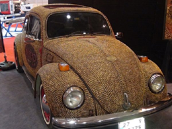 Fıstık kabuğu ile otomobili sanata dönüştürdü