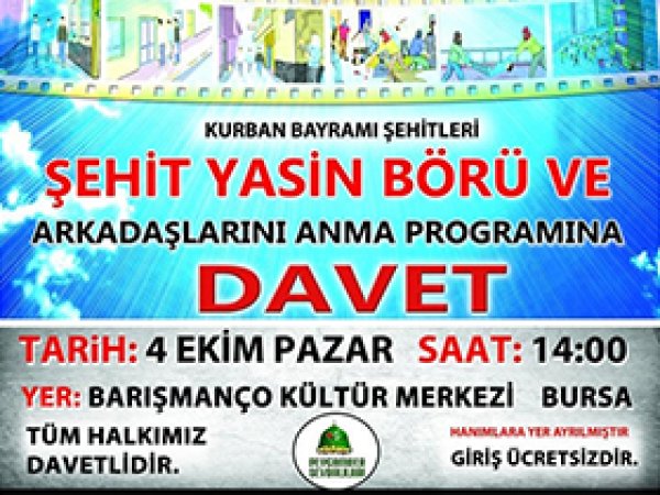 Bursa'da Kurban Bayramı şehidleri anılacak