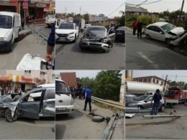 Freni boşalan kamyon 13 aracı parçaladı