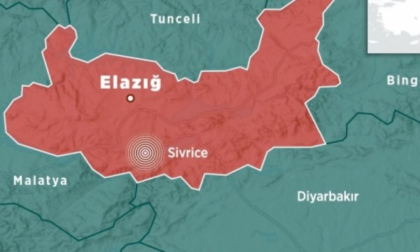 Elazığ'da 4,9 büyüklüğünde deprem