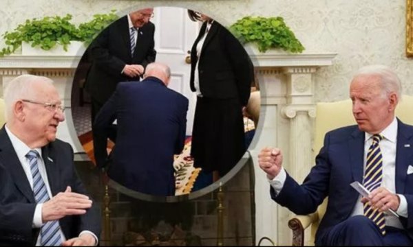 ABD Başkanı Biden İsrailli siyasetçinin önünde diz çöktü! İşte sebebi!