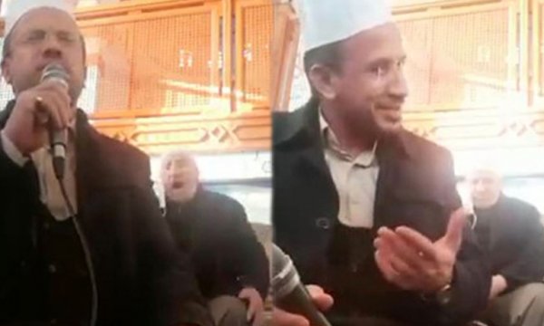 Kur'an okuyan imamın korkup tebessüm ettiği anlar sosyal medyada gündem oldu! 