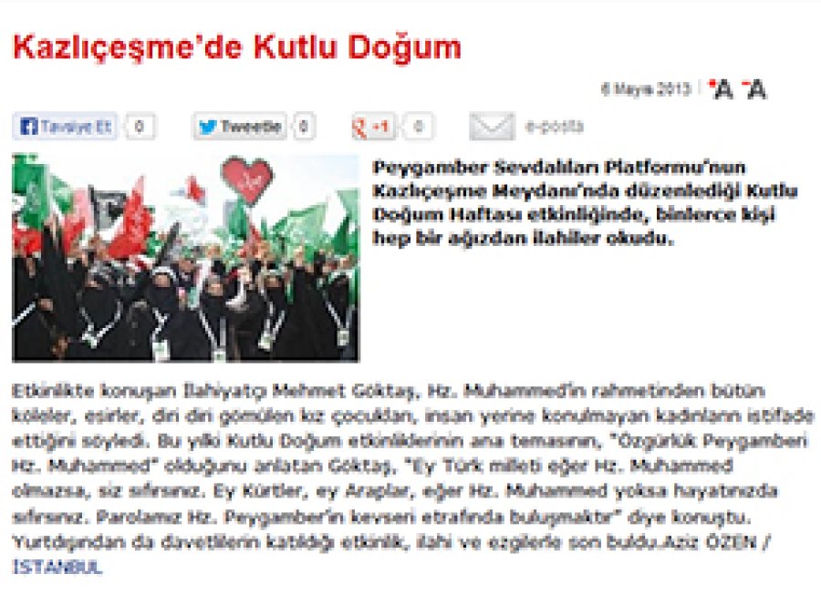 Hürriyet: Kazlıçeşme’de Kutlu Doğum