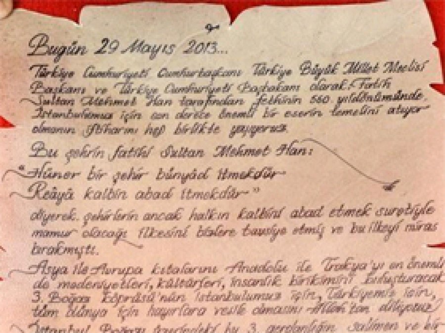3. Köprünün Temeline Bırakılan Mektup