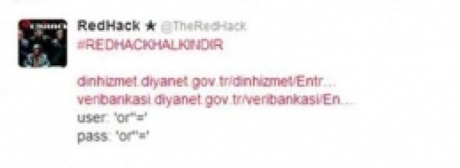 Redhack Diyanet'in Sitesini Hackledi