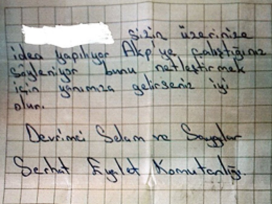 Ağrı'da seçmene PKK'den tehdit mektubu
