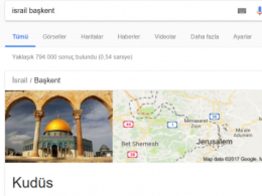 Google, Vikipedi Kudüs'ü İsrail'in başkenti yaptı