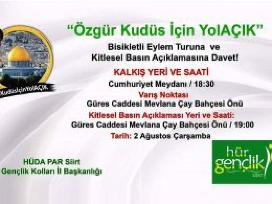 Siirt’te Özgür Kudüs için pedal çevrilecek