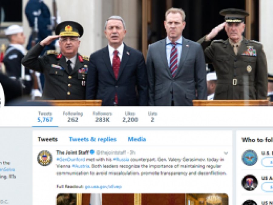 ABD Genelkurmay'ı Hulusi Akar'ı Twitter hesabına kapak yaptı