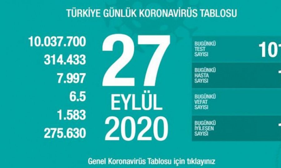 Türkiye'de son 24 satte 1.467 kişiye daha Covid-19 tanısı kondu