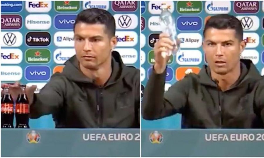 Ronaldo, basın toplantısında önündeki kola şişelerini kenara itti: 'Su için'