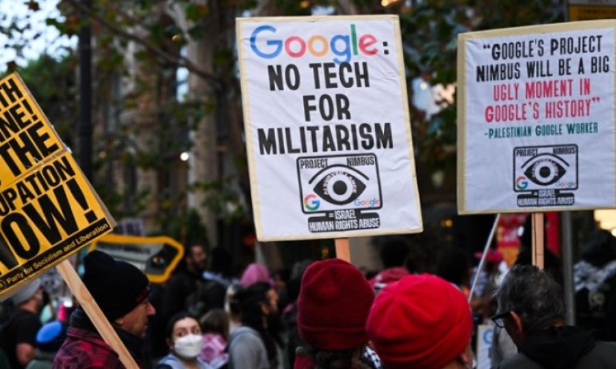 Katil İsrail'e destek veren Google'ın "Nimbus Projesi" protesto edildi